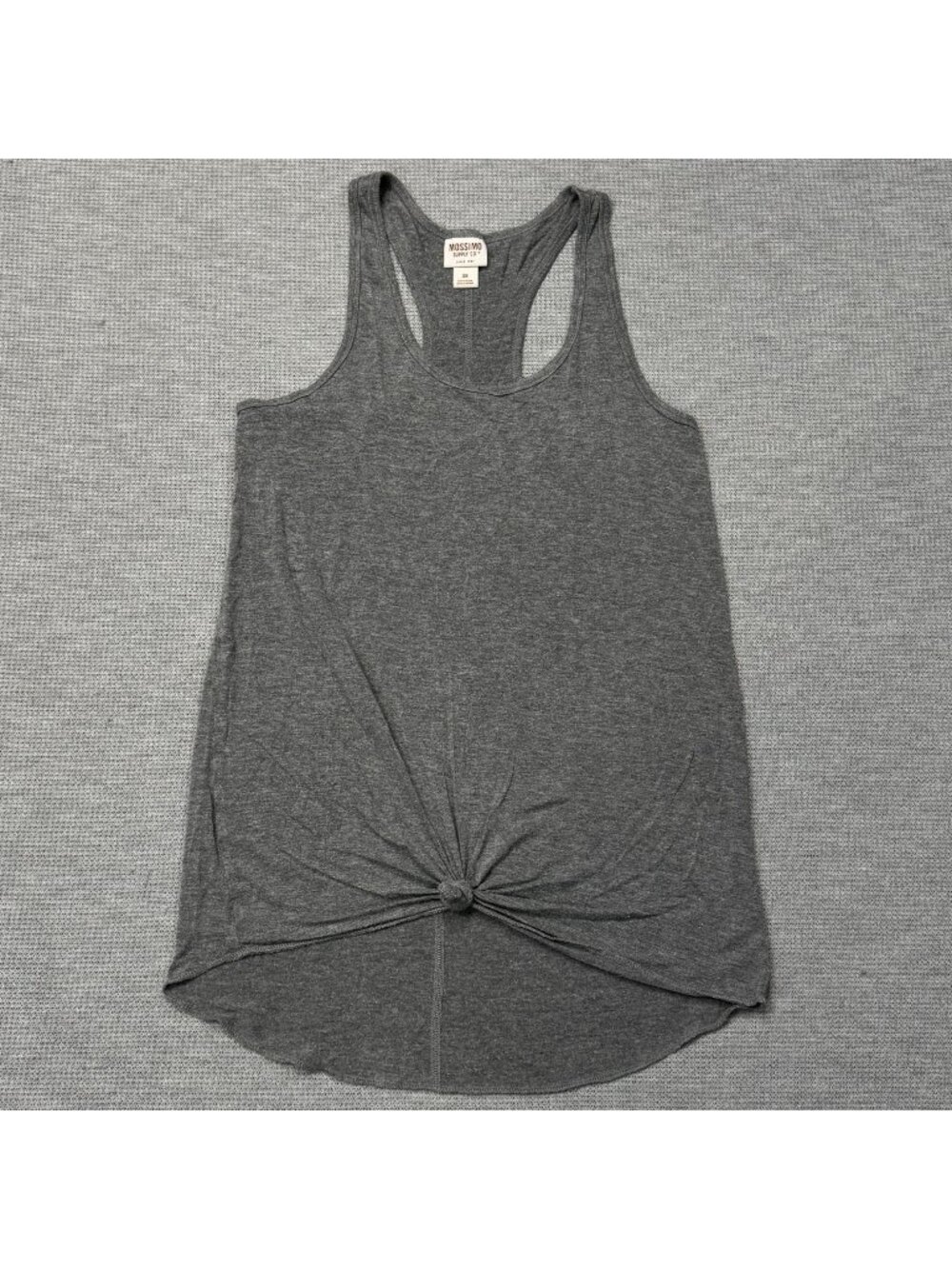 Mossimo Supply Co Gray Racerback Tank Top XS Front Knot Detail T-Back Activewear